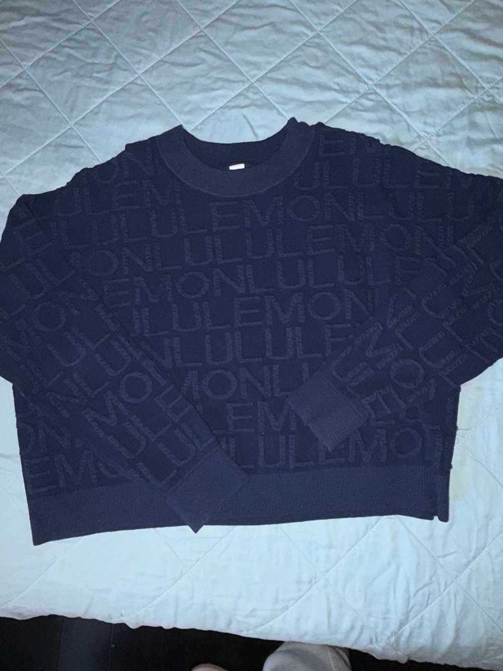 lululemon athletica Navy Logo Jacquard Crew Sweater
